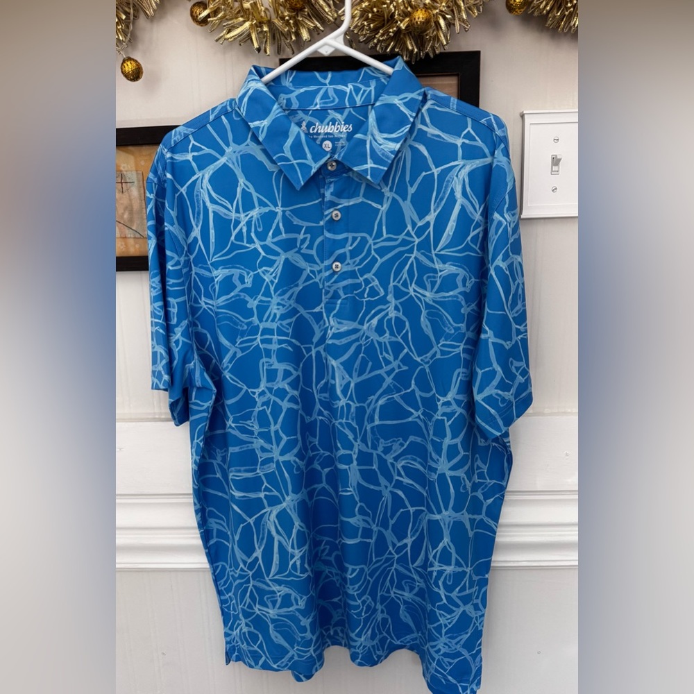 Chubbies Vibrant Blue Abstract Polo